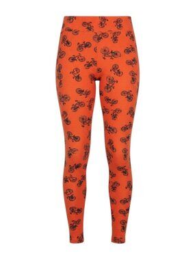 Bicycle Print Orange Leggings One Size